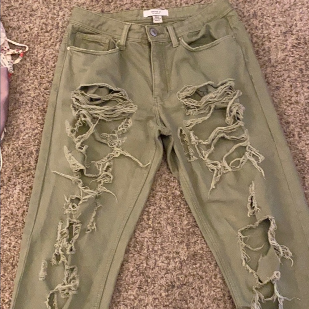 Green jeans pants